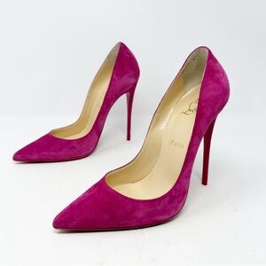 Christian Louboutin So Kate Pink Suede Pointed Toe Heels Womens Size EU 38.5